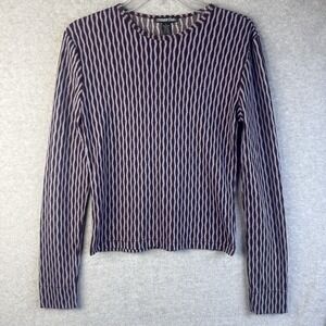Vintage 90s Top Silver Tab Long Sleeve Abstract Stretch Psychedelic Club Dance